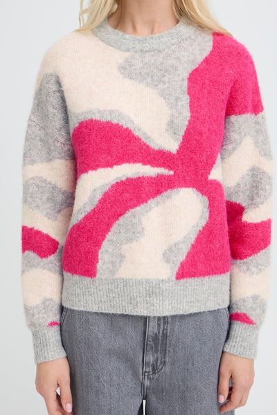 B Young Abstract Jumper Pink/Grey