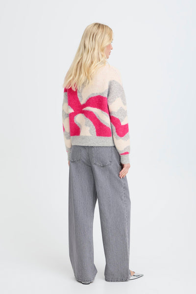B Young Abstract Jumper Pink/Grey