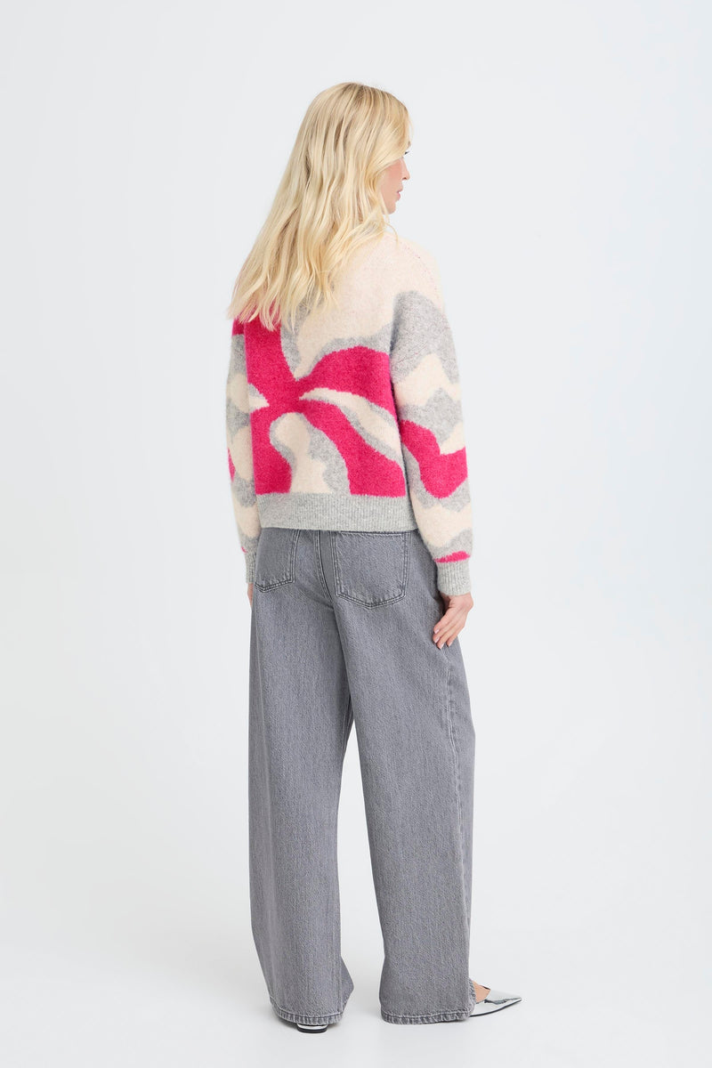 B Young Abstract Jumper Pink/Grey