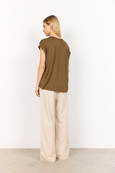 Soyaconcept - Thilde short-sleeved blouse in Rust / Olive / Cream / Black