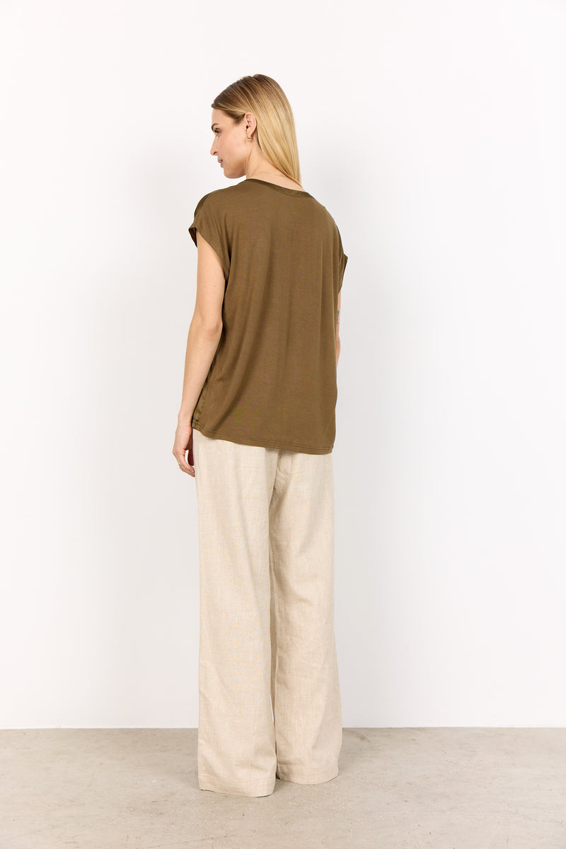 Soyaconcept - Thilde short-sleeved blouse in Rust / Olive / Cream / Black