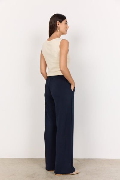 Soyaconcept - Banu Navy Wide leg Pants with front seam