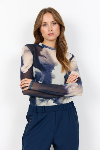 Soyaconcept - Alda Blue Clouds Mesh Top