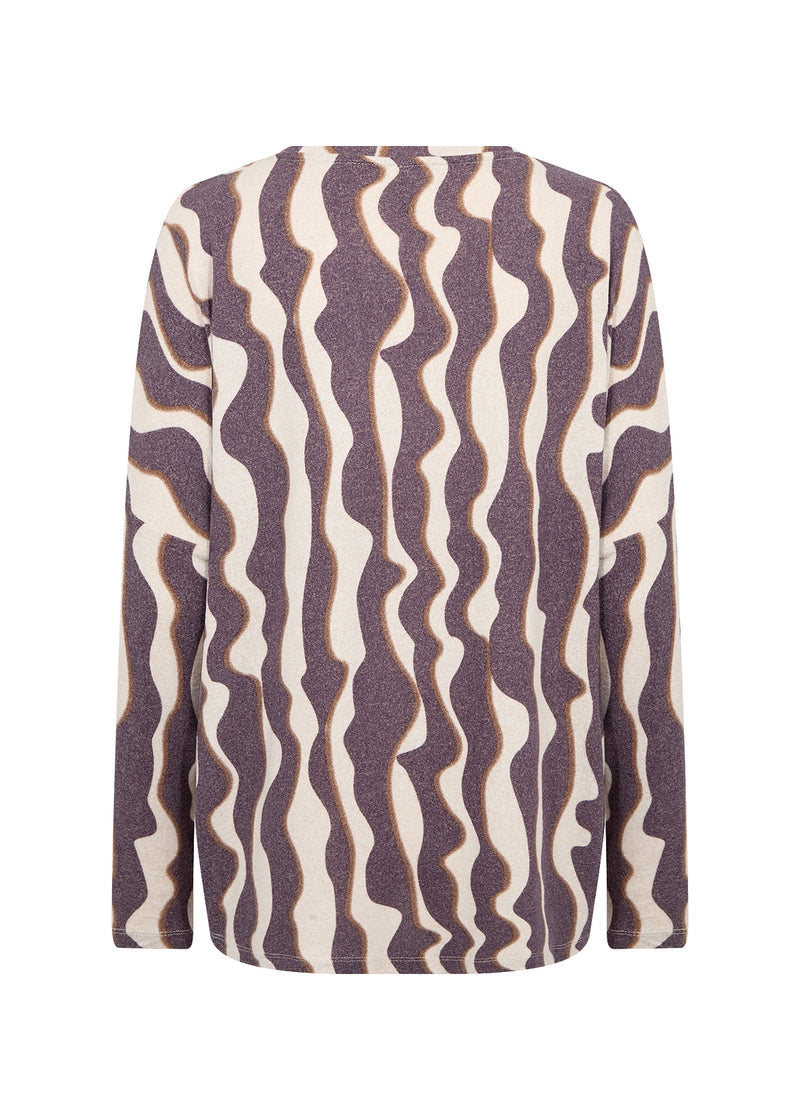 Soyaconcept - Biara Lightweight Jumper in Brown/Black/Grey Abstract Wave Print