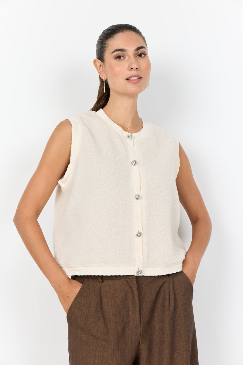 Soyaconcept - Onyx Waistcoat in Cream with Diamante