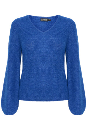 Soaked In Luxury - SLTuesday V Neck Jumper in Beaucoup Blue