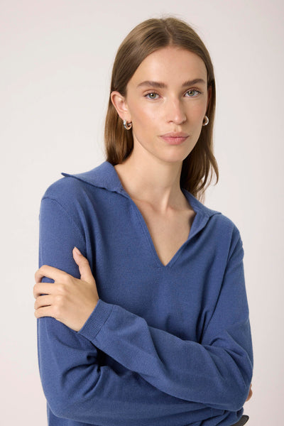 Soaked in Luxury - Spina Regular Polo Pullover in Tarmac (khaki) and Bijou Blue