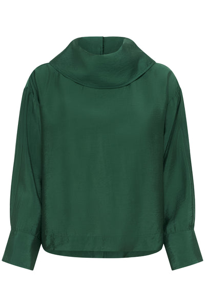 Soaked in Luxury - Eneya Deep Green Funnel Blouse