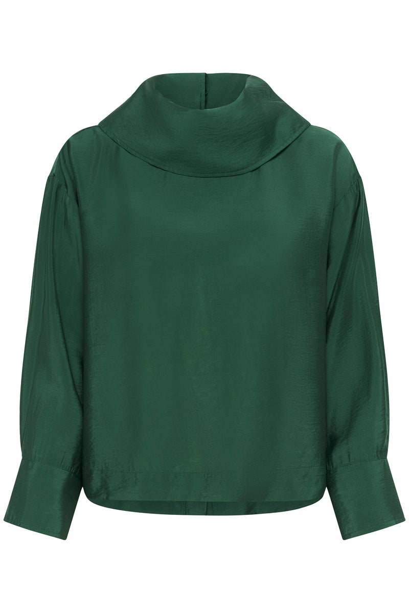 Soaked in Luxury - Eneya Deep Green Funnel Blouse