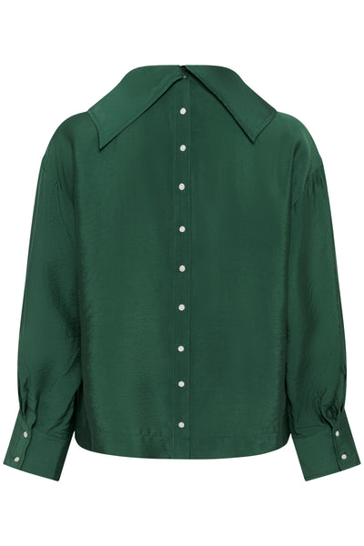Soaked in Luxury - Eneya Deep Green Funnel Blouse