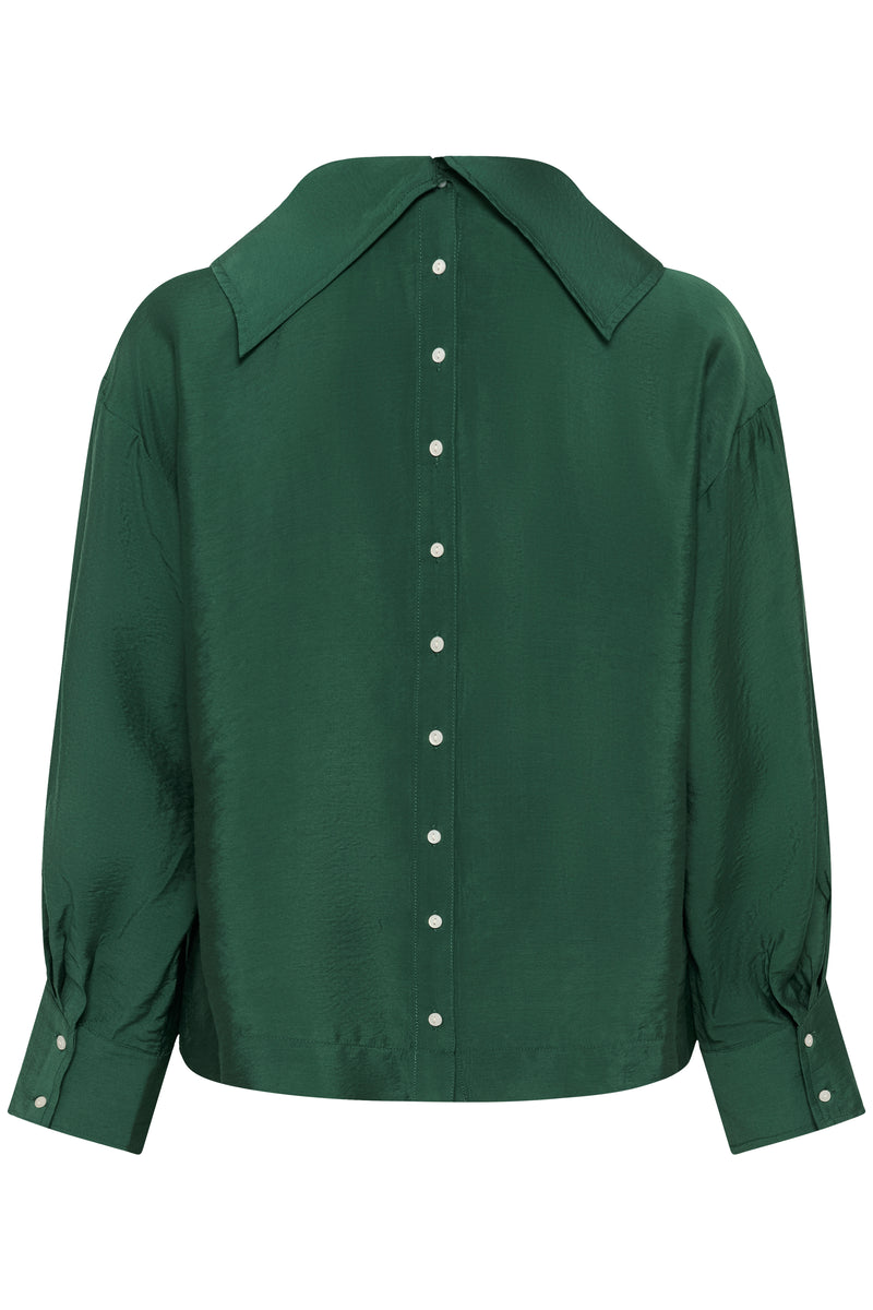 Soaked in Luxury - Eneya Deep Green Funnel Blouse