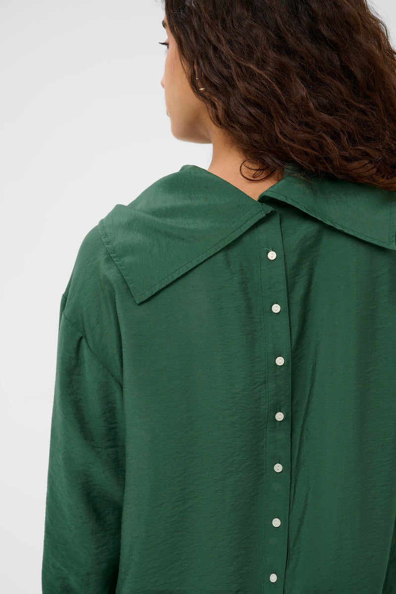 Soaked in Luxury - Eneya Deep Green Funnel Blouse