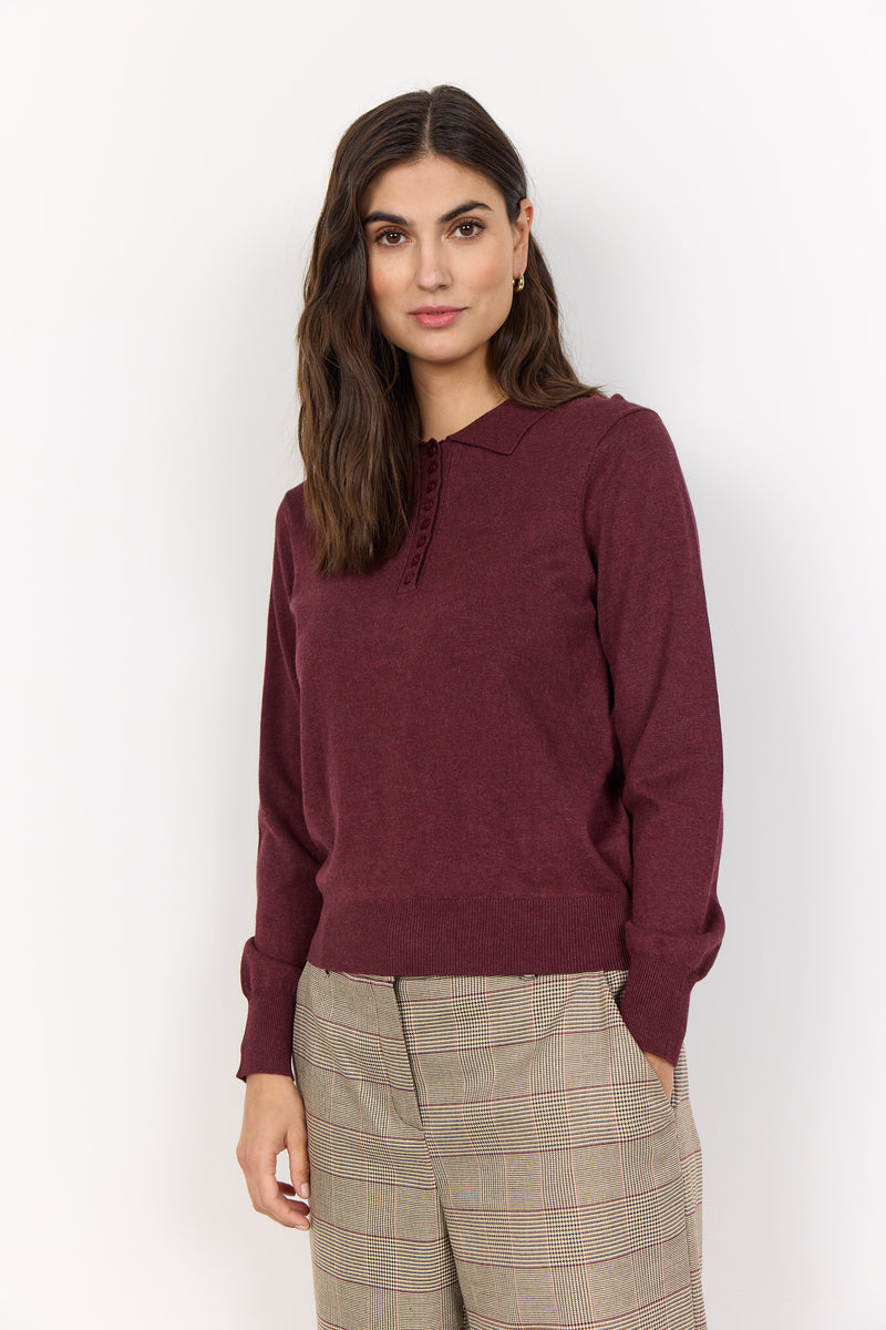 Soyaconcept - Dollie Burgundy Polo Long Sleeve Jumper