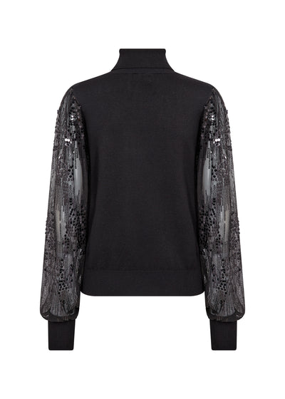 Soyaconcept - Dollie Top with Sequin Sleeves in Black