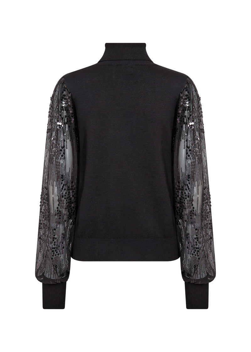 Soyaconcept - Dollie Top with Sequin Sleeves in Black