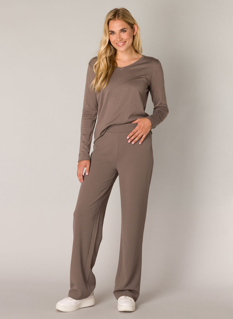 Yest - Base Level Yarah Basic Trousers in Dark Taupe