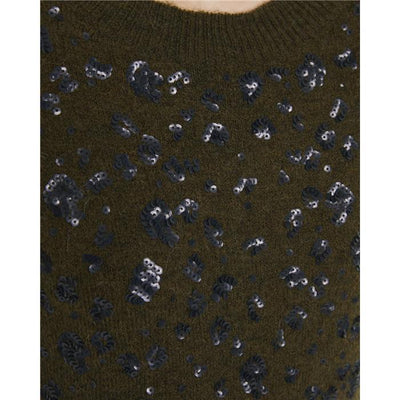 Andam - Khaki Green Wool Blend Jumper with Sequinn detail