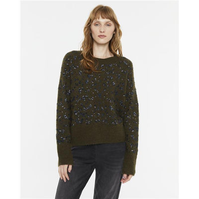 Andam - Khaki Green Wool Blend Jumper with Sequinn detail