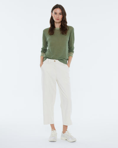 Andam - Cotton-Linen L/S Lightweight Jumper in green
