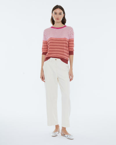 Andam - Cotton/Linen Stripy Jumper in pinks