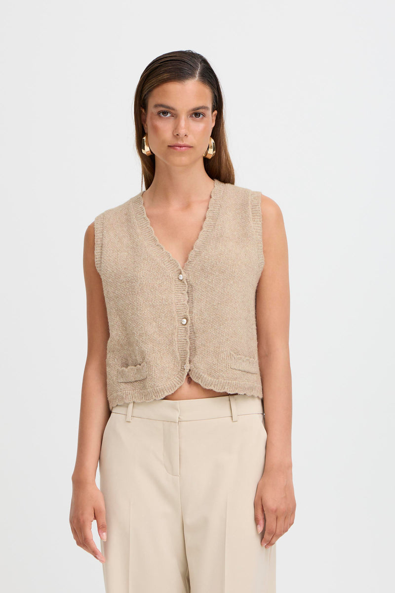 B Young - Nadika Oatmeal Knitted Vest