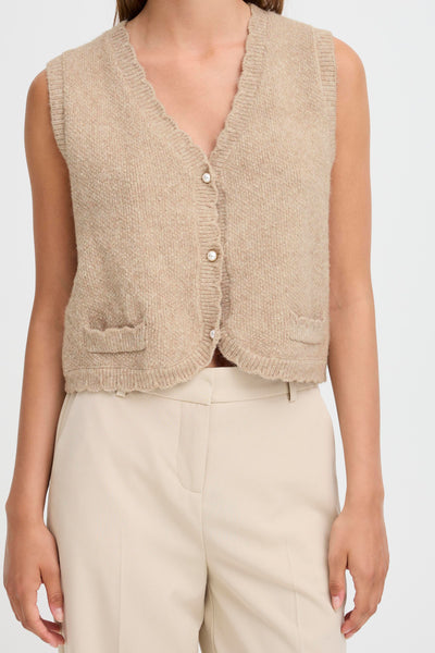 B Young - Nadika Oatmeal Knitted Vest