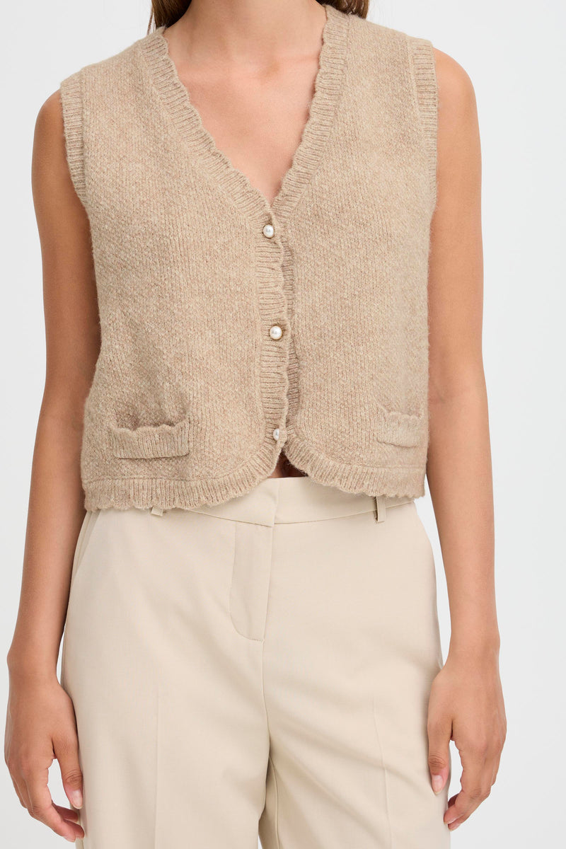 B Young - Nadika Oatmeal Knitted Vest