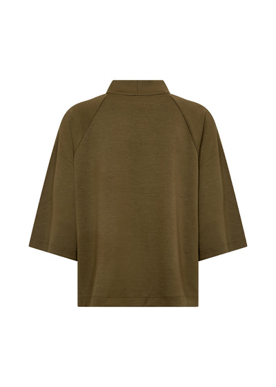 Olive green top back view on a white background