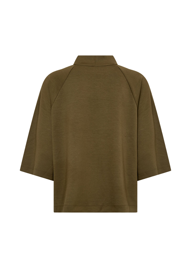 Olive green top back view on a white background