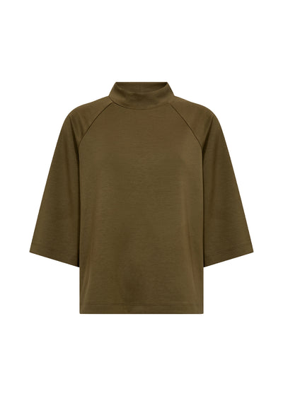 Olive Green turtleneck top on a white background