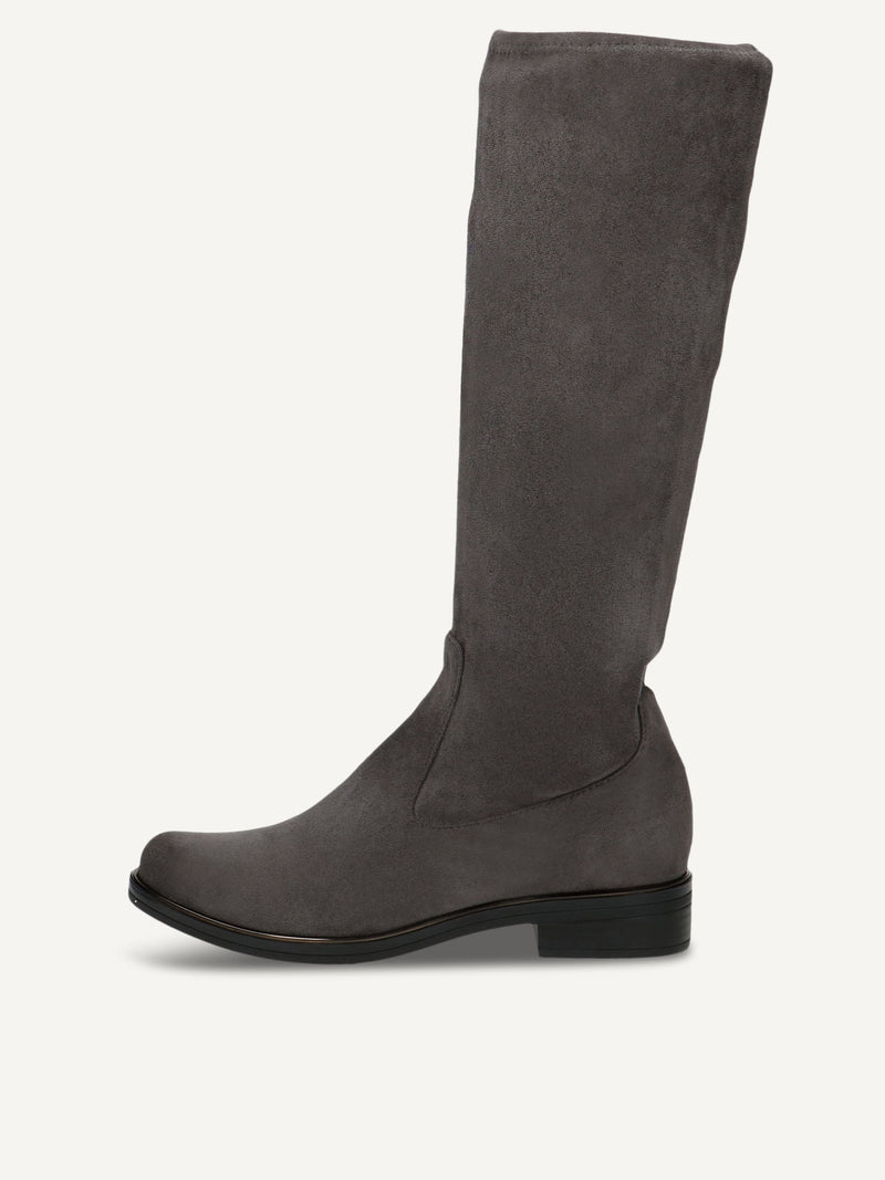 Caprice - Stretch Knee High Boots in Black or Grey with Silver Trim