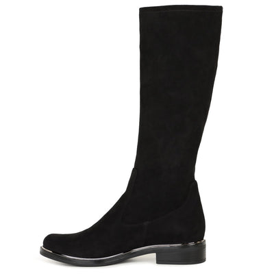 Caprice - Stretch Knee High Boots in Black or Grey with Silver Trim