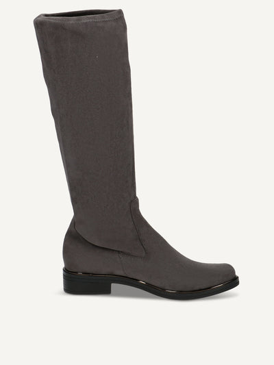 Caprice - Stretch Knee High Boots in Black or Grey with Silver Trim