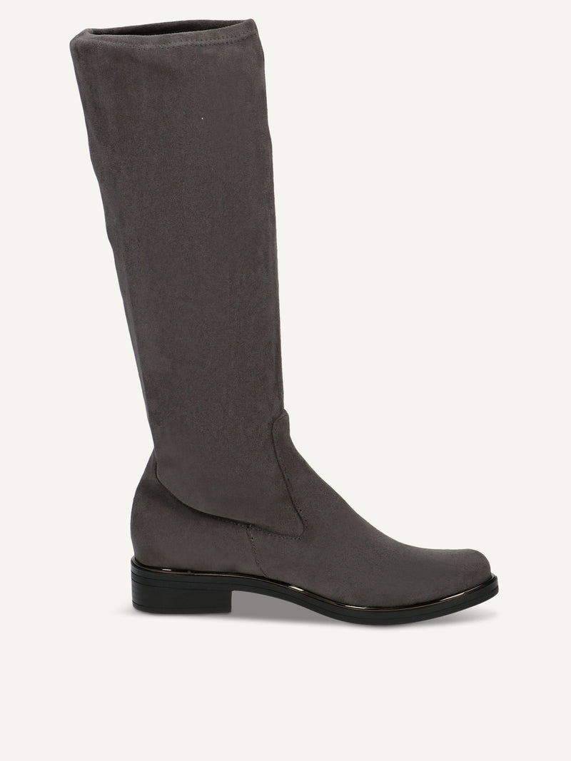 Caprice - Stretch Knee High Boots in Black or Grey with Silver Trim