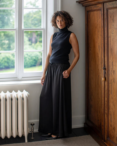 Chalk - Posy Sleeveless Rollneck in Black or Stone