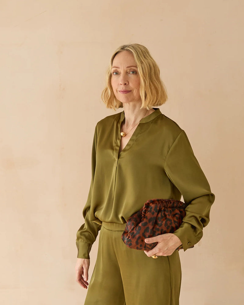 Chalk - Josie Satin Shirt in Avocado