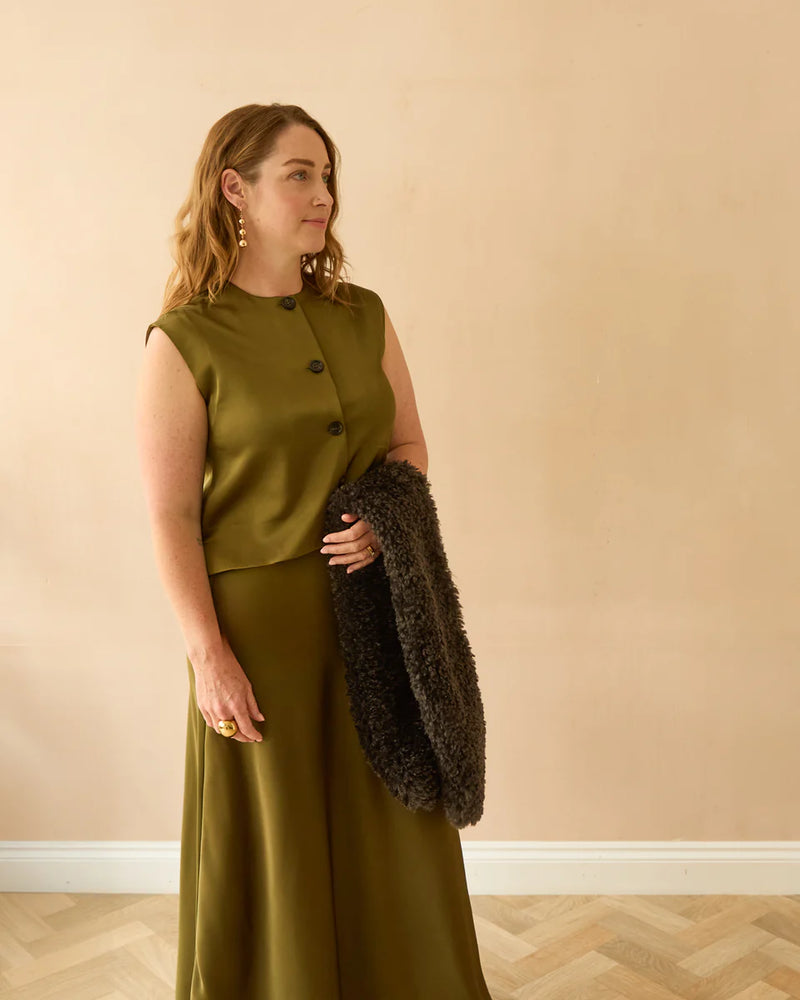 Chalk - Sally Waistcoat in Avocado Green