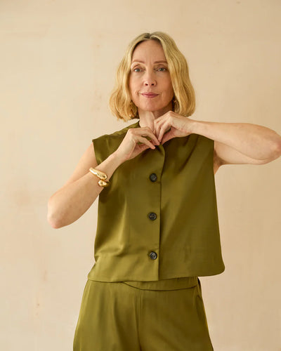 Chalk - Sally Waistcoat in Avocado Green