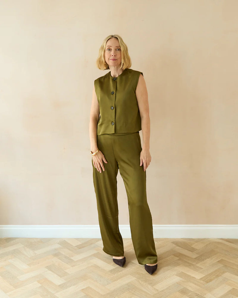 Chalk - Sally Waistcoat in Avocado Green