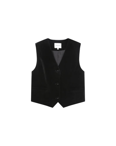 Black velvet vest on a white background