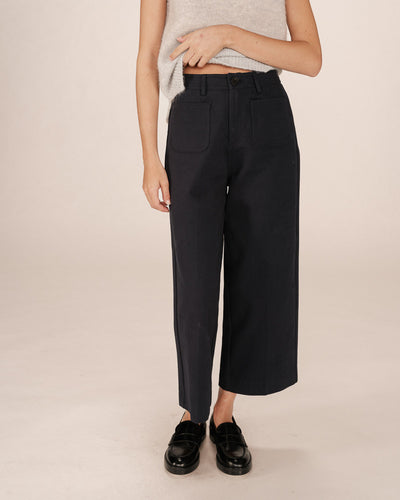 Grace & Mila - Navy Wide Leg Crop Trousers
