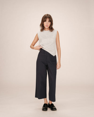 Grace & Mila - Navy Wide Leg Crop Trousers