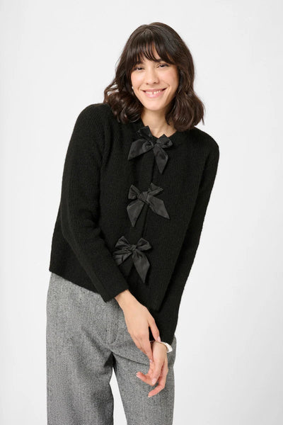 Kaffe - May Knit Cardigan with Bows in Black