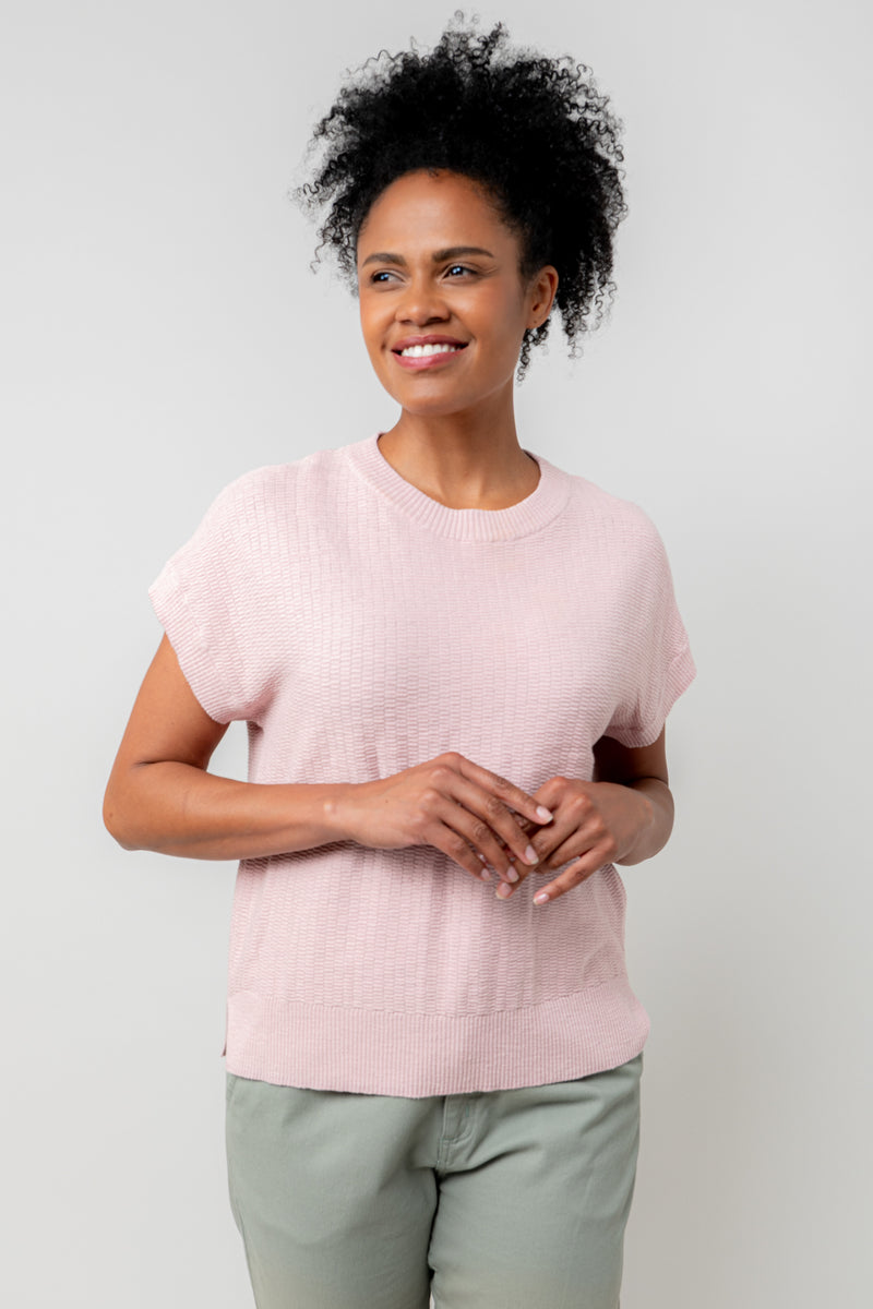 Lily & Me Lola Short Sleeve Top close up - in soft pink