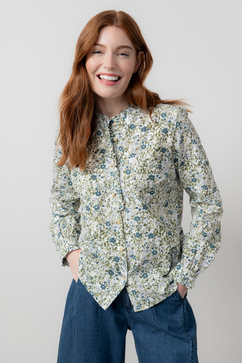 Lily & Me - Rachel Frill Blouse in Moss