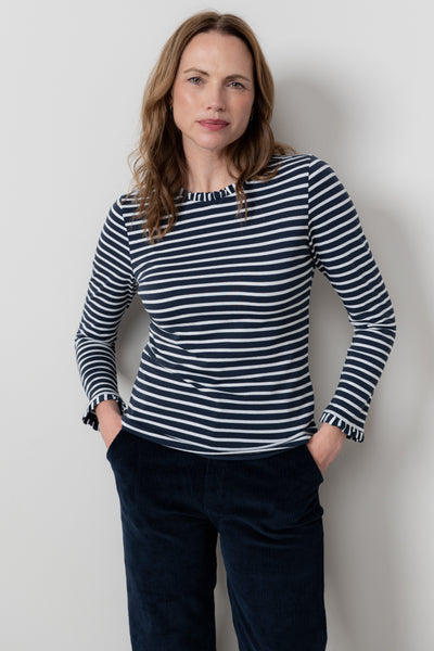 Lily & Me - Marnie Frill Stripe Top in Navy
