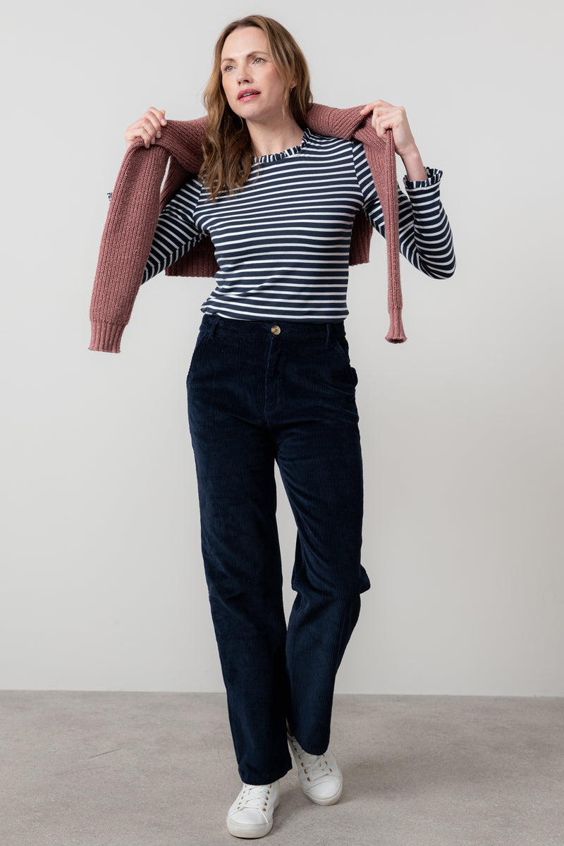 Lily & Me - Marnie Frill Stripe Top in Navy