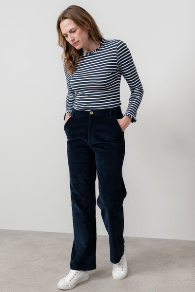 Lily & Me - Marnie Frill Stripe Top in Navy