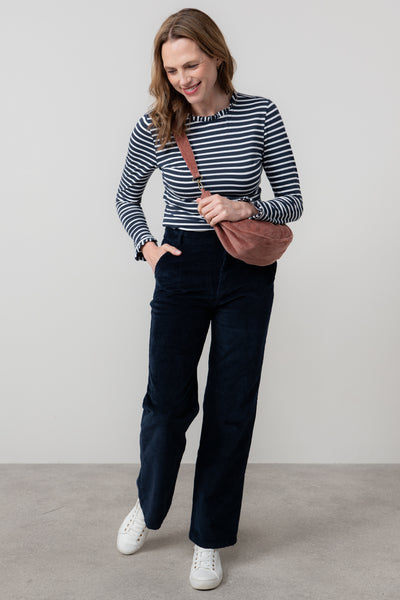 Lily & Me - Marnie Frill Stripe Top in Navy