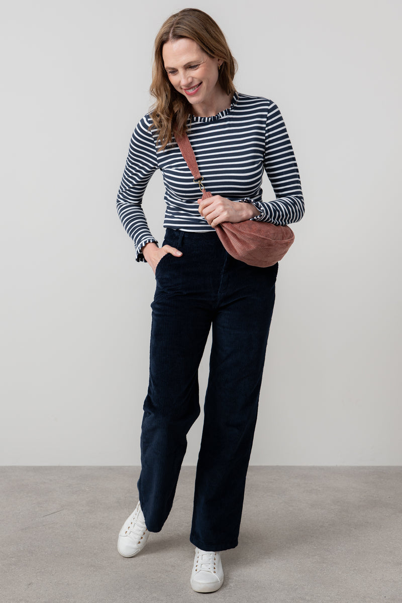 Lily & Me - Marnie Frill Stripe Top in Navy